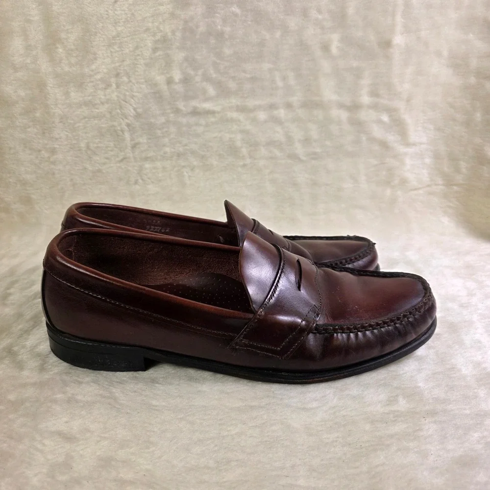VTG Dexter Penny Loafers Oxblood Burgundy Leather Handsewn USA Mens 10.5D Good